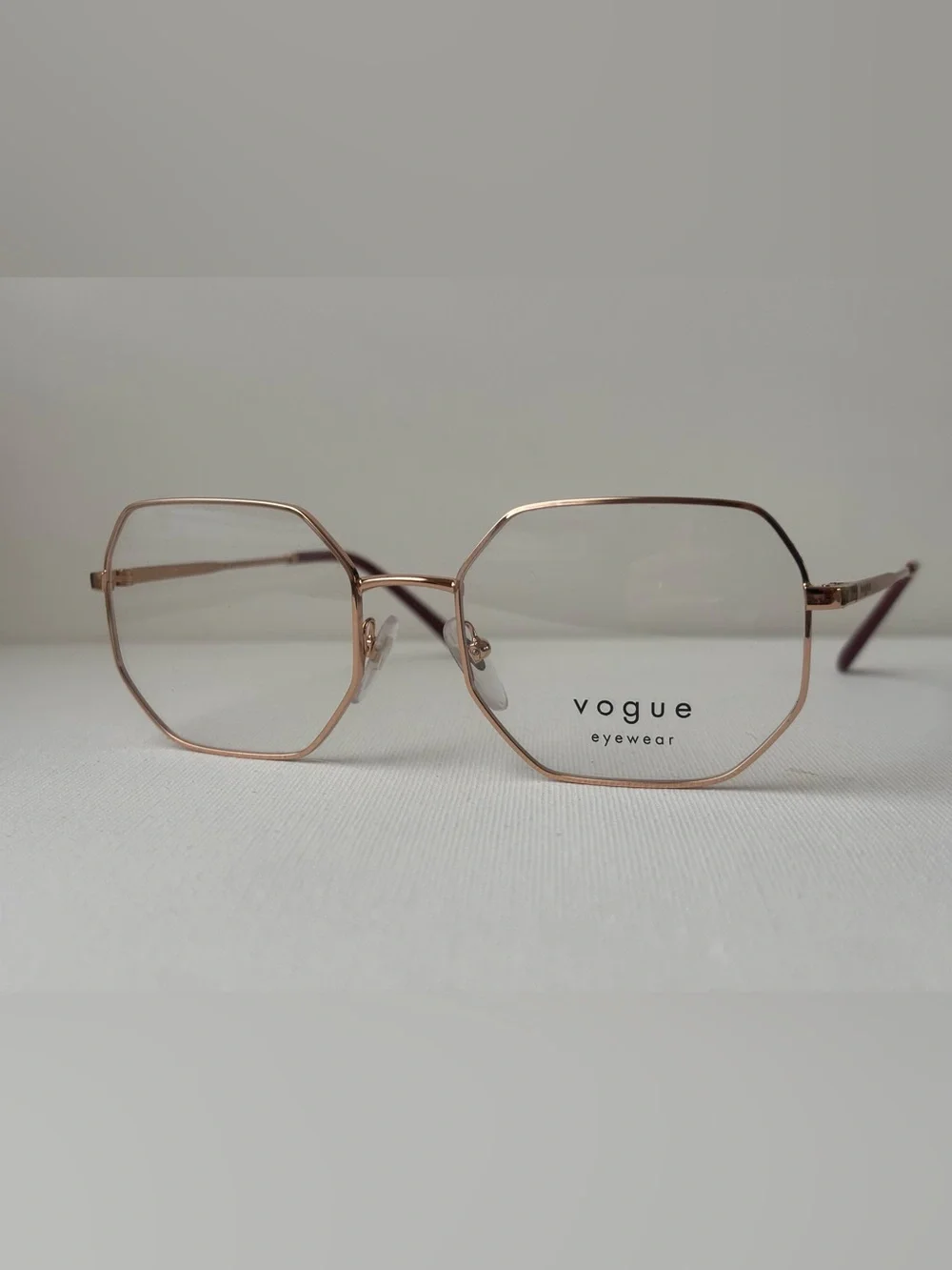Vogue Rose Gold Geometric Metal Frame Glasses